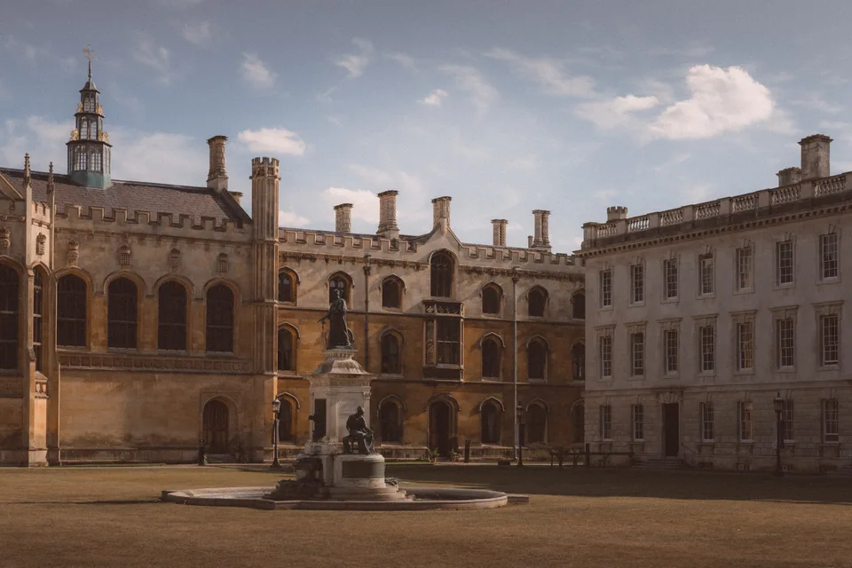 A college court in afternoon light