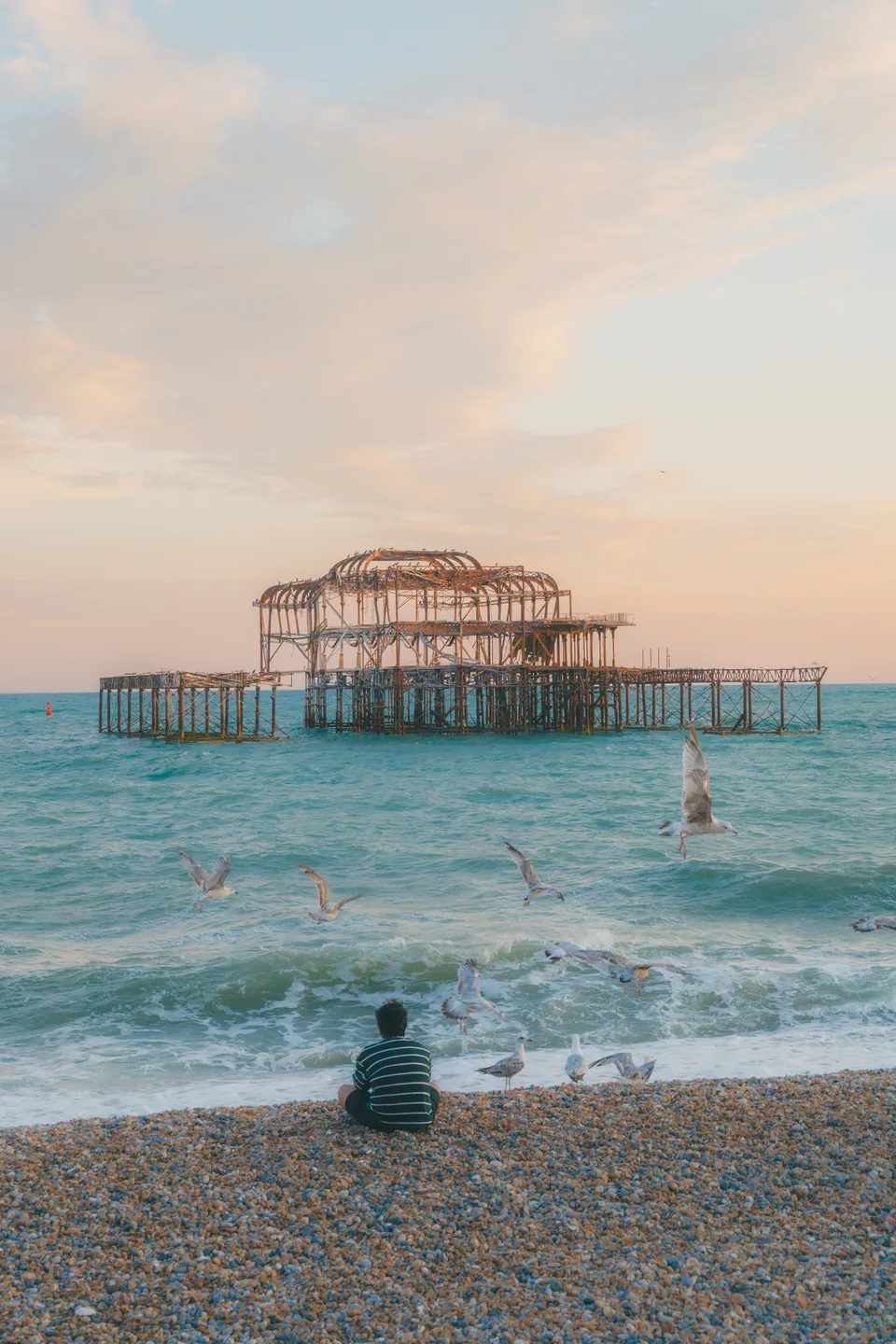 The ruins of West Pier at sunset, Brighton