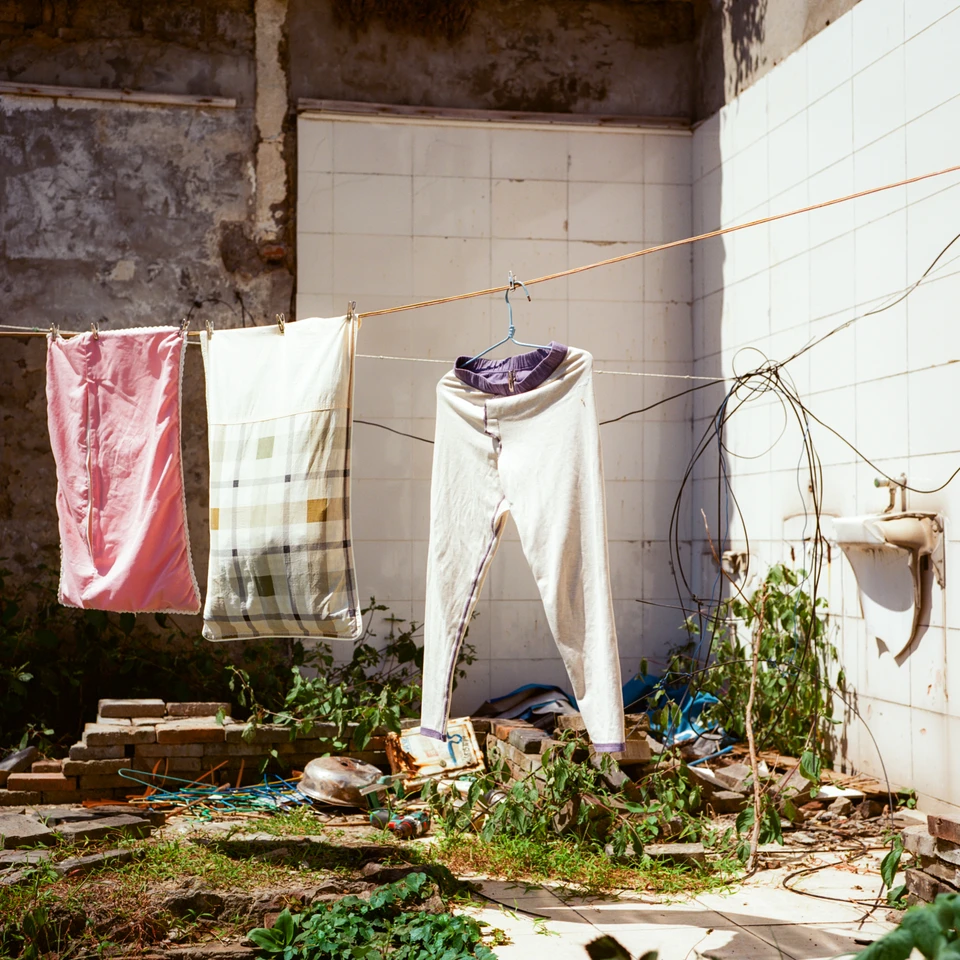 Laundry on a wall